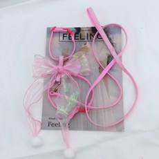 해피유통 반려동물 용품 고양이하네스 비비드 레이스 리본 탈출방지 조절 가능 mgy, S, 핑크, 1개