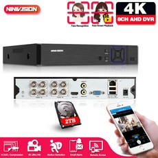 얼굴 검사 H.265 4CH 8CH 4K AHD DVR 혼합 비디오 지원 8MP 5MP 2MP AHD IP 카메라 CCTV 홈 보안 시스템, 없다, 금 플러그