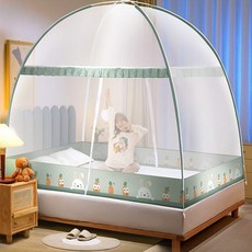 접이식 모기장 튼튼한 침대 대형 촘촘한 기숙사 방충망 가정용, 1.8x2.2m 침대(폭 180x길이 220x높이 16, D. 작은 당근 토끼