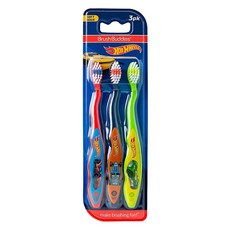 Brush Buddies Hot Wheels 아동용 칫솔 유아용 어린이 부드러운 칫솔모 3팩 104936 해외, 3 Pack