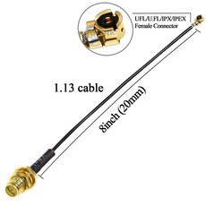 IPX 1 13 케이블 SMA 암 커넥터 UFL U FL IPEX 저손실 피그테일 WiFi 안테나 연장, 9.84nch 25cm, 1.13IPXK-RPSMAK, 1개