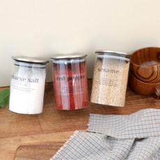 스텐 내열유리 양념통 조미료 용기 원형 캐니스터 250ml, 원형 캐니스터 (대), 1개, 950ml