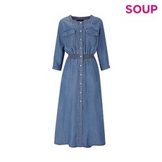 [AK PLAZA] SOUP 스퀘어넥 셔링 데님 롱 원피스 SZ4OP39