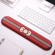 귀여운 나비매듭 캐릭터 키보드 손목받침대 텐키리스 팜레스트 손목보호 마우스패드, 44cm 일반 키보드용 단품, 와인레드, 1개