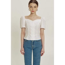 [현대백화점][블랑앤에클레어]Maggie Sweet heartneckline blouse_SS3621WH