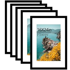 Flocey 40.6 x 61cm(16 24인치) 사진 액자 5개 세트 블랙 포스터 프레임 30.5 45.7cm(12 18인치) 디스플레이 및 매트 포함 또는, 16x24-5PACK