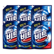 때가 쏙 비트 일반 액상세제 리필, 2L, 6개입