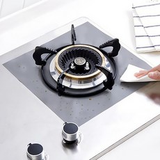 가스레인지 오염 방지 매트 4P(블랙/실버) 1세트, 블랙, 4개