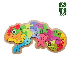 숲(SOOP) 숲(SOOP)우드퍼즐 카멜레온(숫자20) 유아 원목 퍼즐, 20개, 1개