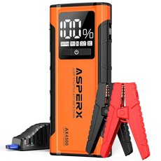 ASPERX AX4500 점프 스타터 최대 모든 가스 및 10 0L 디젤 엔진을 위한 4500A 피크 자동차 4인치 LCD 디스플레이가 장착된 12V 배터리 리튬 휴대용 부스터, orange, 1개