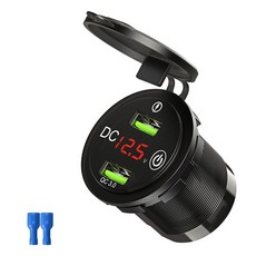 추출물 36W 자동차 담배 라이터 소켓 방수 QC3.0 12V/24V 듀얼 USB 고속 충전 전원 콘센트 어댑터 액세서리, 03 Dual QC Red