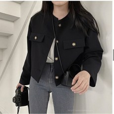 여자 가을 드롭 숄더 캐주얼 꾸안꾸 유니크 크롭 자켓