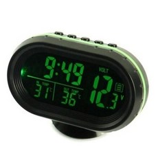 다기능 12V 자동차 자동 LCD 디지털 시계 온도계 온도 전압계 자동차 오토바이 모니터, 녹색