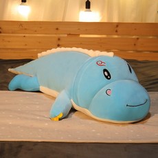 공룡 뽀글이 인형 귀여운 침대 속 초소프트 잠자는 긴 바 쿠션 큰 인형 천 인형, 파란 눈
