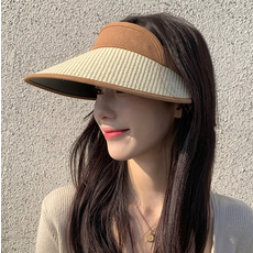 여성 자외선 햇빛 가리개 차단 모자 라탄 썬캡