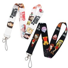 2 파산 소녀 목 스트랩 Lanyards ID 배지 카드 홀더 키 체인 휴대 전화 스트랩 선물 리본 웨빙 목걸이 장식 선물|휴대폰 스트랩|, 단일, 1개