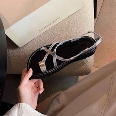 여성 에스파듀샌들 타이 위빙 플랫폼 스트랩 슬리퍼 통굽 글래디에이터 여름