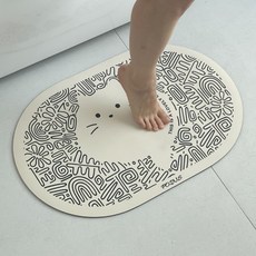 포인스 두꺼운 빨아쓰는 규조토 발매트, 아트캣-블랙