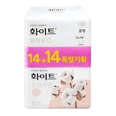 [화이트] 순한순면 슬림 날개 중형기획 14+14P, 중형/레귤러