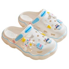 [미국수입정품] Many Rainbows Cinnamoroll 클로그 슬립온 워터 슈즈 캐주얼 여름 성인용 화이트. 182938