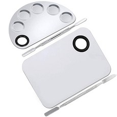 2 Pack Professional Makeup Palette 2 Types Pro Lady Stainless Steel Cosmetic Artist Spatula with Sp, 단일상품