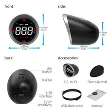 OBDHUD G5 GPS HUD 스마트 디지털 속도 마일리지 미터 과속 자동 알람 헤드 업 디스플레이 자동차 범용 나침반 프로젝터, GPS For All Cars, 1개, 1) GPS For All Cars