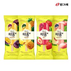 빙그레 따옴바 5종 혼합 40개 (납작복숭아10 + 딸기10 + 패션프루트10 + 파인애플10) 아이스크림