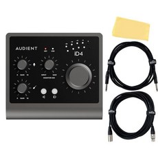 Audient iD14-MkII 10 In 6 Out 오디오 인터페이스인스트루먼트 케이블 XLR 케이블 및 오스틴 바자 연마 천 포함, iD4-MKII_Bundle w/ 2 Cables