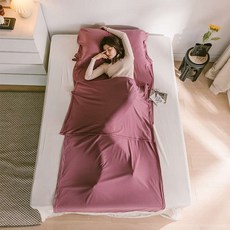 군용침낭 oohnoo휴대용 여행 호텔 오염방지 침낭 가벼운 더블 싱글침대 A클래스, C01-160x220cm, T02-레드빈컬러