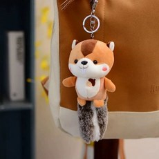 왕꼬리 다람쥐 뽀글이 장난감 걸이 피규어 책가방 걸이 가방 키홀더 미니 인형기 액세서리, 14cm, 다람쥐 오렌지 열쇠 고리, 1개