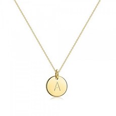 Befettly Initial 목걸이 펜던트 14K 금도금 원형 디스크 양면 각인 망치 초커 목걸이 16.5 ''조절 맞춤 알파벳 펜던트 A B