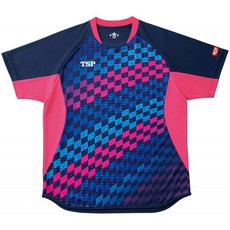 ティーエスピー(TSP) 卓球 男女兼用 ゲームシャツ チェッカーグラデシャツ 公式試合着用可 ネイビー 4XL