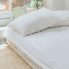 여름 시어서커 고정밴드 침대패드 누빔패드 S Q 이오, 밀크