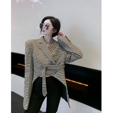 프리미엄 디자인 감각 미니멈 양복 체크 재킷 년 양복 재킷 여성복