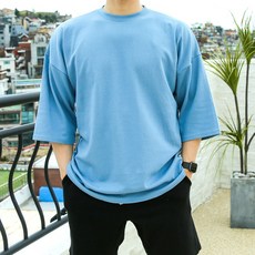워너빅 남자 빅사이즈 7부 면 루즈핏 박스 무지 티셔츠