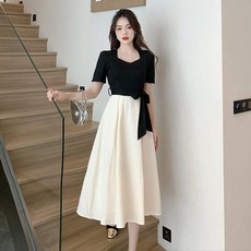 프렌치 스타일의 작은 향기로운 검은색 드레스 여름 2024 새로운 시크 햅번 스타일 몸집이 1010 짧은 치마 두 조각