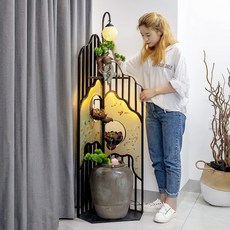 인테리어 실내 분수 가정용 물레방아 무드등 가습기, L