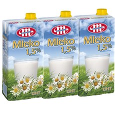 폴란드 동물복지농장 믈레코비타 저지방1.5% FLOWER 수입멸균우유 1L(3입), 1L, 3개