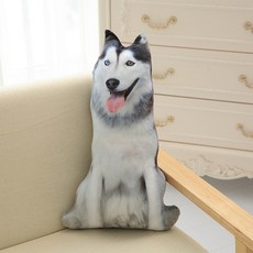 실물 강아지 쿠션 3D 바디필로우 고퀄리티 집꾸미기 크리에이티브 포이 베개 인형, 허스키
