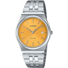 Casio 카시오 MTPB145D9AV 남성 빈티지 스테인리스 스틸 옐로우 다이얼 3핸드 아날로그 시계 345690