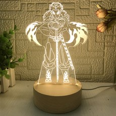 귀멸의칼날 LED 무드등 아크릴 스탠드 조명 굿즈 귀살대 네즈코 렌고쿠 젠이츠 시노부, 원목형/미네랄 + 컬러 박스 세트