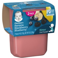 Gerber 2단계 어린이 식품 113g 2개입, 바나나 믹스드 베리(Banana Mixed Berries), 226g, 1개