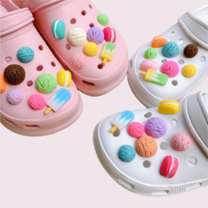 16P 마카롱 아이스크림 스쿱 신발 꾸미기 파츠 세트