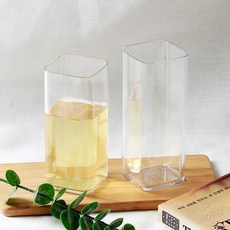 국산 트라이탄 사각 플라스틱 물컵 2size, 430ml 65x150mm, 1개
