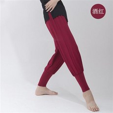 여성 현대 무용 댄스 스포츠 루즈핏 트레이닝 긴바지CXJG, 와인