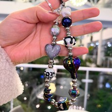  엄지토리 핸드폰 휴대폰 비즈 스트랩 휴대폰스트랩 크리스마스 선물 핸드폰줄, 엘리갠트하트, 5개 