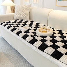  진하다 돌쇼파토퍼 극세사 쇼파패드 양털 매트 카우치 덮개 소파 커버 방석 깔개, 블랙, 1개 