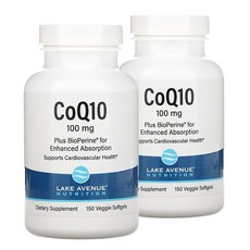 레이크에비뉴 뉴트리션 CoQ10 코큐텐 바이오페린포함 100MG 150정 VeggieSoftgels 2개