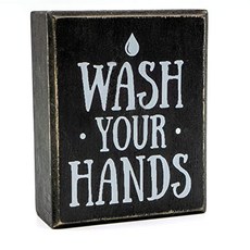 Wash Your Hands Sign by - Wooden Box Farmhouse Bathroom Signs Kitchen Decor Rustic Decor Wall Art Shelf Decor for Kitchen and Bathroom, 본상품