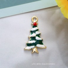 10PCS DIY 액세서리 K골드 디퓨저 작은 걸이 목걸이 열쇠고리 펜던트 크리스마스 시리즈, 눈꽃 크리스마스 트리